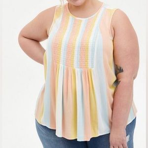 Crinkle Gauze Smocked Tank